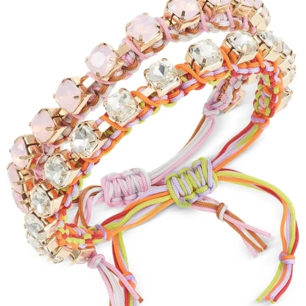 ON 34th Rhinestone Friendship Bracelet Set NWT Slider Style $49.50 MSRP